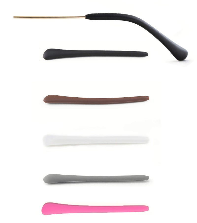 Hengke 5 Pairs Colorful Anti-Slip Silicone Eyeglass End Tips Glasses Ear Hooks Sport Eyeglass Strap Holder Temple Tips Spectacle Retainers  Anti-Slip Elastic Comfort Glasses Retainers  Black Clear - Image 2