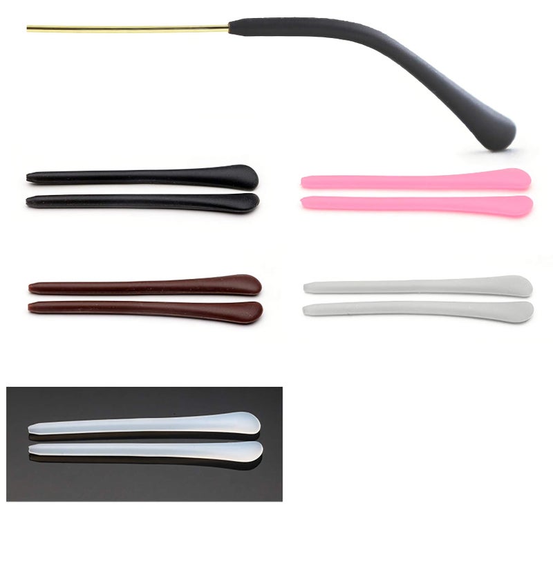 Hengke 5 Pairs Colorful Anti-Slip Silicone Eyeglass End Tips Glasses Ear Hooks Sport Eyeglass Strap Holder Temple Tips Spectacle Retainers  Anti-Slip Elastic Comfort Glasses Retainers  Black Clear - Image 1