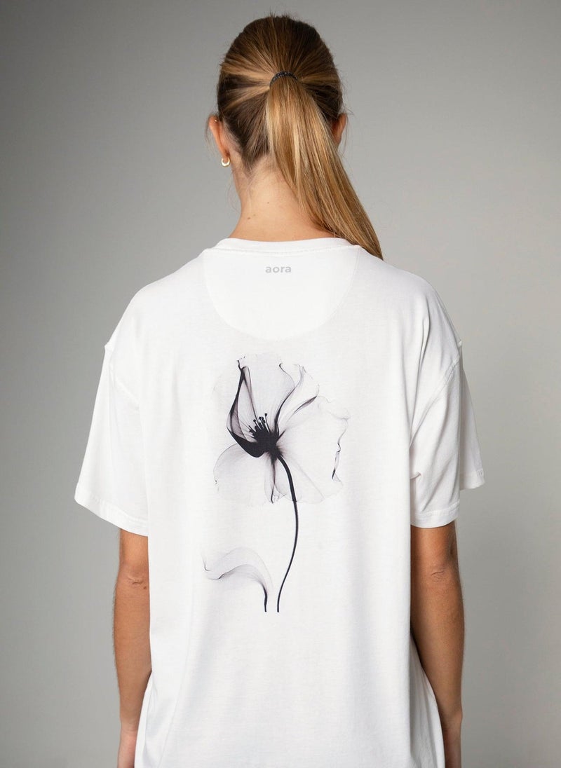 Aora Unisex Season Graphic T-shirt – V5 | Lightweight Sustainable Tee with Nature-Inspired Print for Everyday Motion & Mindful Living (White) - Image 2