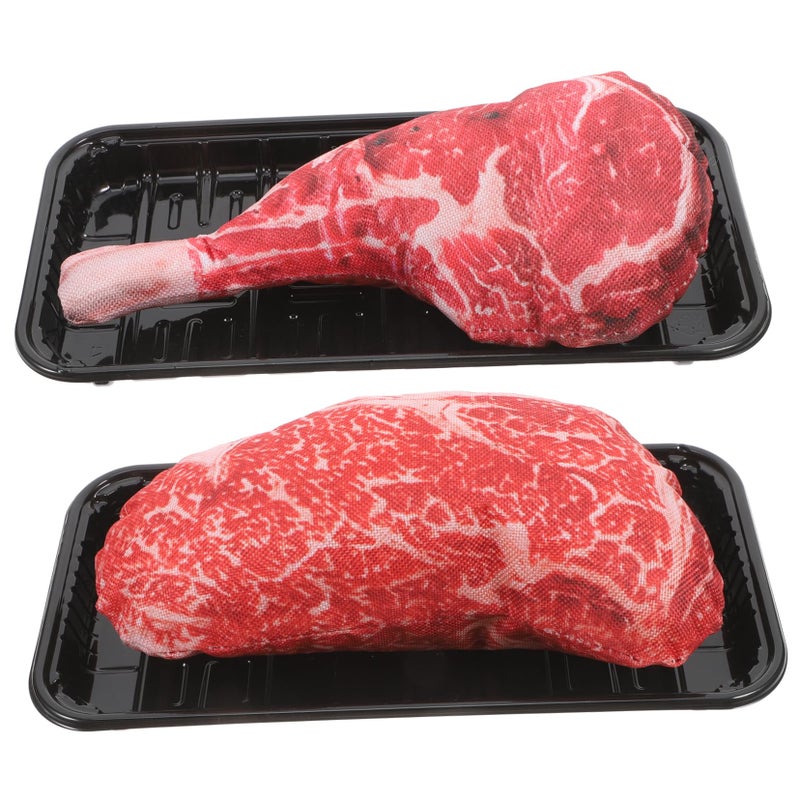 Realistic Fake Steak Model Food Display Prop 2 Sets Artificial Beef Decor - Image 2