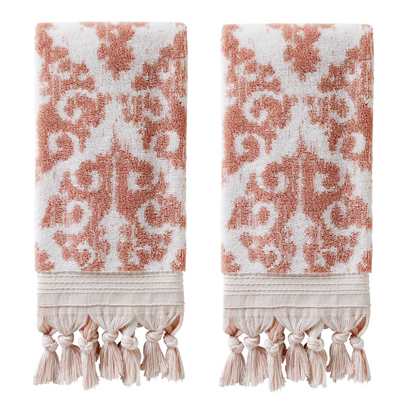 SKL Home Mirage Fringe 100 Turkish Cotton Hand Towel Set Blush Small