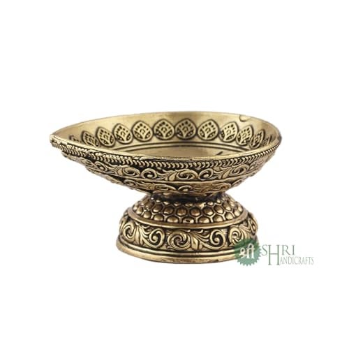 INDICAST Religious Brass Diya for Puja | 1.5" Traditional Arti Deepak Deepam Oil Lamp for Worship and Festivities | Perfect for Pooja Rituals (Weight - 80gm) - Image 4