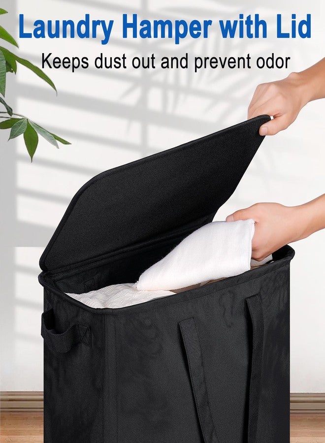 Vincona Slim Laundry Hamper with Lid and Wheels, Small Rolling Laundry Basket with Handle for Small Spaces, Tall Dirty Clothes Hampers for Dorm, Bathroom and Bedroom, 75L Black - Image 3