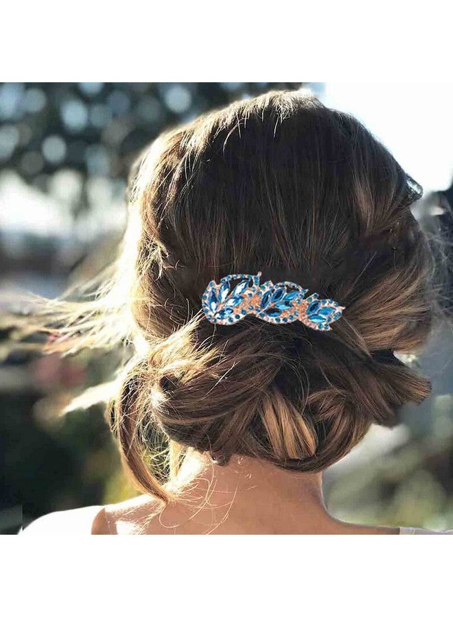 Yheakne Crystal Wedding Hair Clip Barrette Bridal Rhinestone Hair Clip Comb Wedding Headpieces Bride Hair Barrette Headwear Wedding Hair Accessories For Women And Girls (Blue) - Image 1
