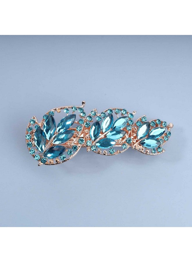 Yheakne Crystal Wedding Hair Clip Barrette Bridal Rhinestone Hair Clip Comb Wedding Headpieces Bride Hair Barrette Headwear Wedding Hair Accessories For Women And Girls (Blue) - Image 3