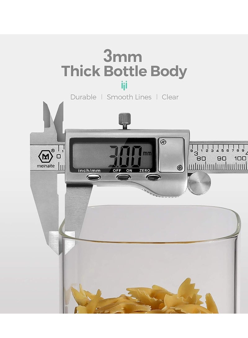 TYCOM Glass Jars Set 750ML,1150ML & 1500ML, Food Storage Containers for Kitchen, Spice jars With Labels, Marker and spoons, Square 10cm Mixed Size 6 Pieces With Wood Lid. - Image 3