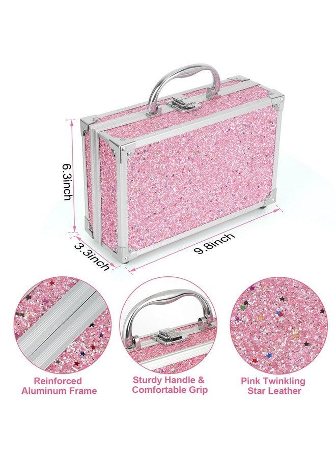 Anpro All-In-One Makeup Carry Case With Pro Teen Makeup Set, Full Starter Cosmetics Kit With Makeup Brushes, Lipsticks, Eye Shadows Palette, Blushes, Glitter Gel-Pink - Image 4