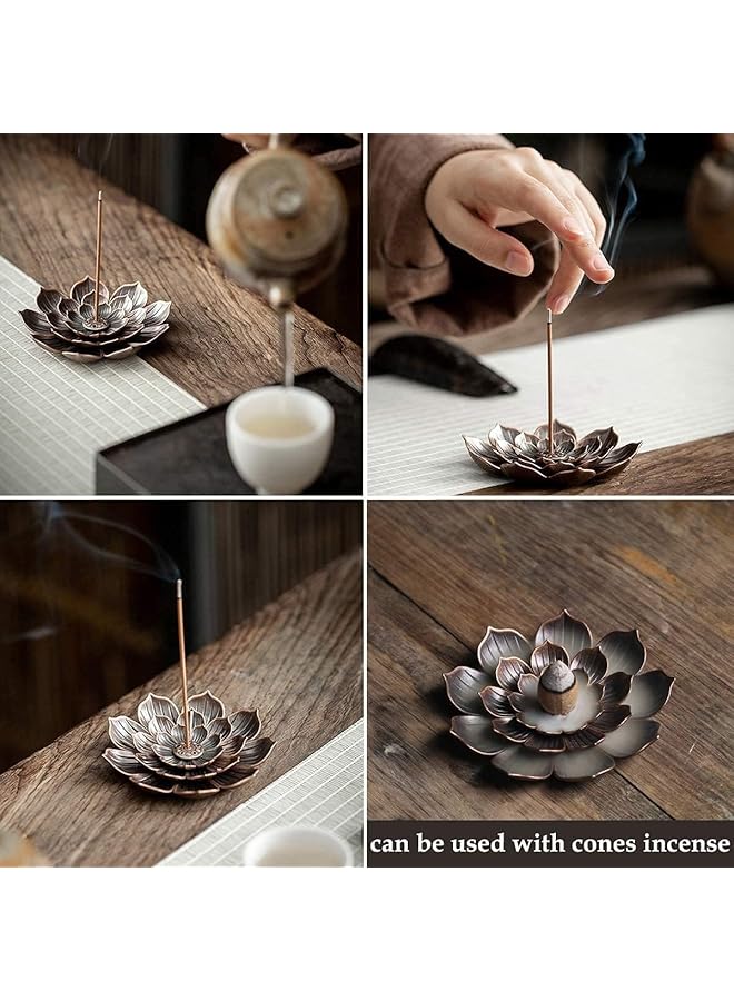 erorex Incense Burner Bowl Ceramic Handicraft Incense Holder For Sticks Coil Lotus Ash Catcher Tray 4.62 Inch Gray Incense Burner Holder For Home Fragrance Accessories  - Image 2