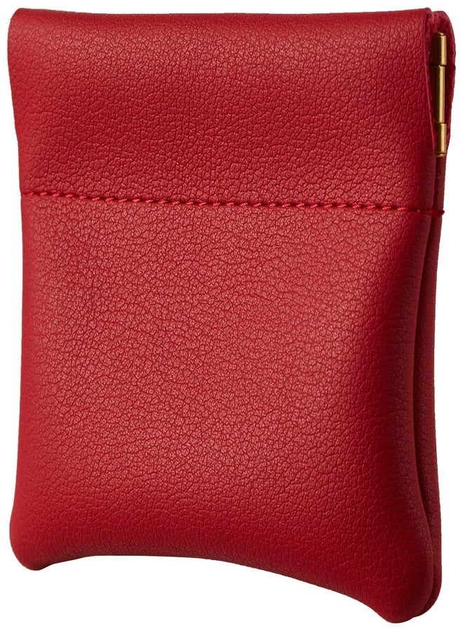 Travelambo Leather Squeeze Coin Purse Pouch Change Holder For Men & Women 2 pcs set (Red Classic) - Image 3