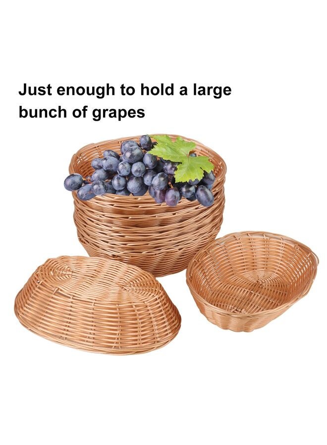 20 Pack Oval Wicker Basket, 9 x 6 x 2.6 Inch Poly Wicker Bread Baskets, Medium Size Gift Baskets for Kitchen, Christmas Gifts, Centerpiece Display, Storing Bread, Fruits, Vegetables - Image 2