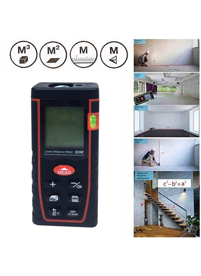 SNDWAY 60M Laser Distance Meter SW-TM60 – Digital Rangefinder with Dual Mode, Self-Locking, High Precision Measurement ±2mm, Backlit Display, Multifunctional Measuring Tape for Construction & DIY  - Image 5