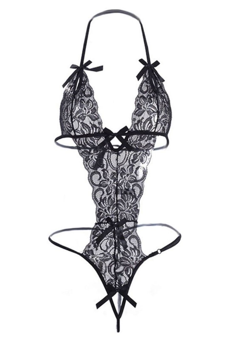 Pajamas Lace Robe for Women See Through Suspenders Dress Nightgown - Image 1