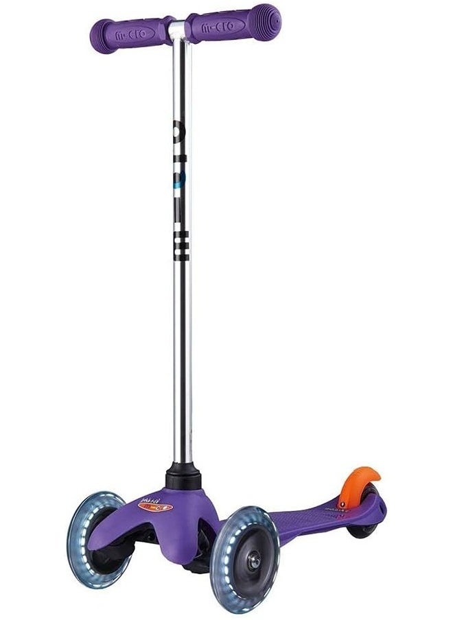 Micro Micro Mini Classic Purple LED Scooter for Kids 2 to 5 Years| Mini Classic Scooter |Three-Wheeled Purple Removable Handlebar Lightweight Balance Development Kids Kick Scooter  - Image 1