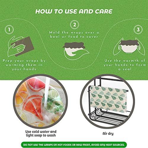Zelten Beeswax Reusable Food Wraps - (6 Packs, 3 Sizes S,M,L, with 2 Meter Hemp Rope, Two Buttons) Plastic and Silicone Free, Eco-friendly Wrap, Wax Paper for Food,Strawberry - Image 5