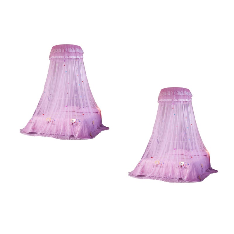 2 pcs Dome Lace Net Cartoon Lace Hanging Bed Canopy Bed Curtain for Home Hotel ( ) - Image 1