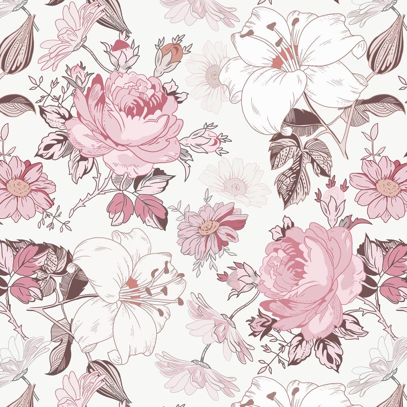 Hopepak Floral Peel and Stick Wallpaper Modern Pink Wall Paper Self Adhesive Removable Contact Paper for Girls Bedroom Cabinets Bathroom Nursery Home Decoration 161 x 118