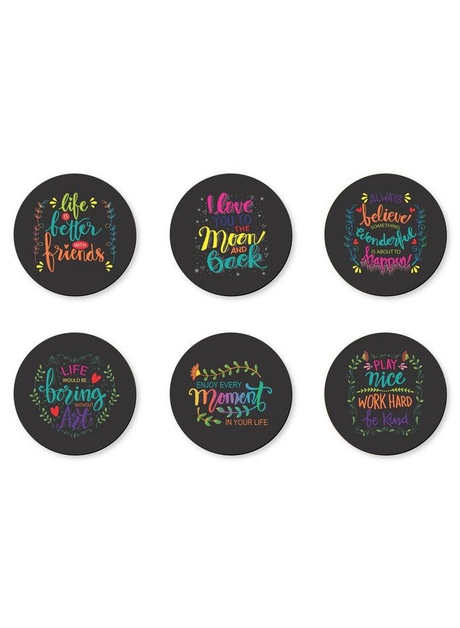 Sketchfab Coaster Set of 6 Motivational Wooden Coasters with Proper Coaster Stand Designer Coaster Set Fit for Tea Cups,Coffee Mugs (Square 3.8X3.8 Inch) Motivational Quotes| (TC-11007)
