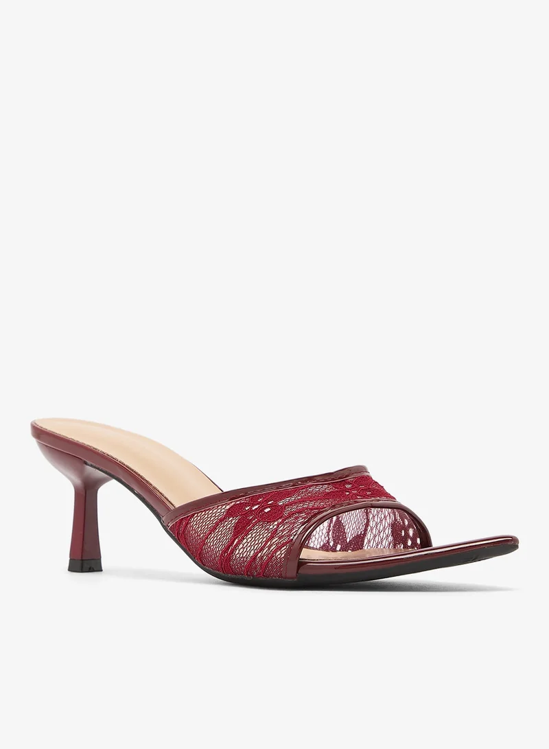 Ella Mesh Detail Kitten Heel Sandals