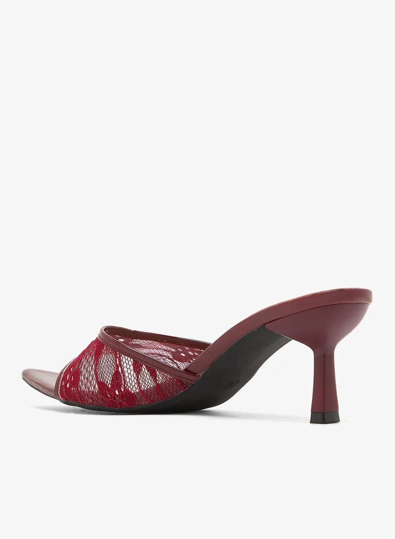 Ella Mesh Detail Kitten Heel Sandals