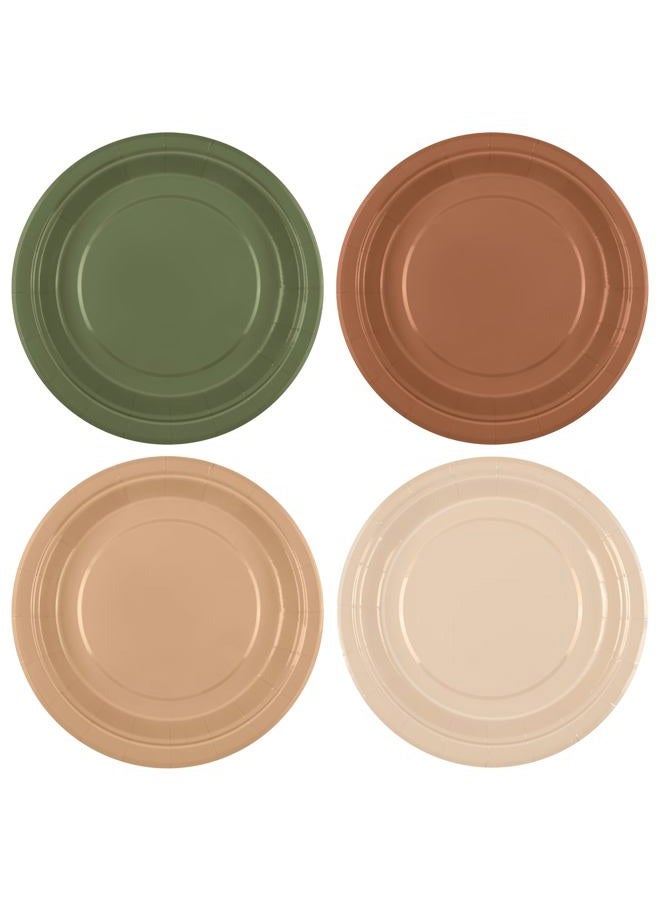 Kochorie 72 Pieces Woodland Paper Plates 7 Inch Bulk Sage Green Brown Paper Plates Disposable Safari Party Tableware Table Decors Animal Theme Party Supplies for Birthday, Dinner, Wedding - Image 1