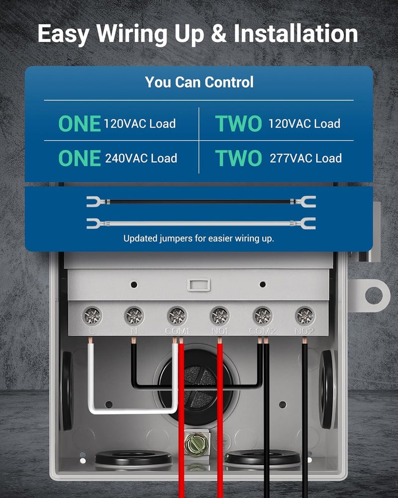 DEWENWILS مؤقت مضخة المسبح، صندوق مؤقت رقمي، 2HP 40A 120-277 VAC، مؤقت قابل للبرمجة 7 أيام 20 تشغيل/إيقاف لمياه السخان، مضخة المسبح، سبا، محرك، مدرج في ETL رمادي - Image 5