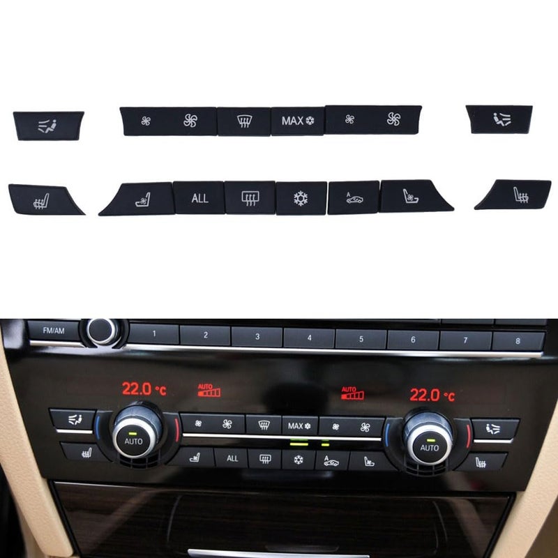 Goodithy 14PCS AC Climate Control Buttons Dash Air Conditioning Heater Fan Key AC Wind Volume Caps Button Replacement for BMW 5 6 7 X5 X6 Series F10 F11 F07 F06 F12 F01 F02 F15 F16 Model C 14PCS