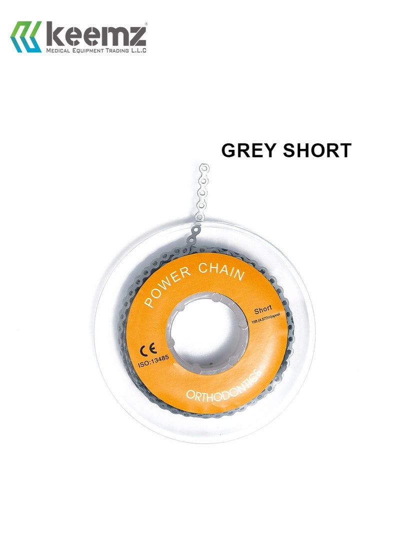 keemz Elastic Ultra Power Rubber Chains for Braces – Grey, Short - Image 1