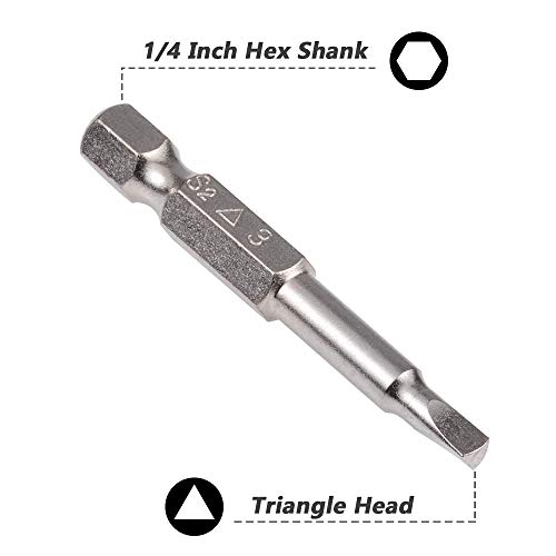 Mesee 5Pcs Triangle Head Screwdriver Bit Set 1.8/2/ 2.3/2.7/ 3mm Magnetic Triangular Screwdriver Bits 1/4 Inch Hex Shank Triangle Drill Bit S2 Steel Triangular Tip Screw Driver Bits, 50mm length - Image 3