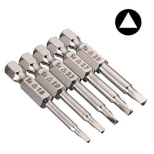 Mesee 5Pcs Triangle Head Screwdriver Bit Set 1.8/2/ 2.3/2.7/ 3mm Magnetic Triangular Screwdriver Bits 1/4 Inch Hex Shank Triangle Drill Bit S2 Steel Triangular Tip Screw Driver Bits, 50mm length - Image 4