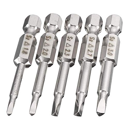 Mesee 5Pcs Triangle Head Screwdriver Bit Set 1.8/2/ 2.3/2.7/ 3mm Magnetic Triangular Screwdriver Bits 1/4 Inch Hex Shank Triangle Drill Bit S2 Steel Triangular Tip Screw Driver Bits, 50mm length - Image 1