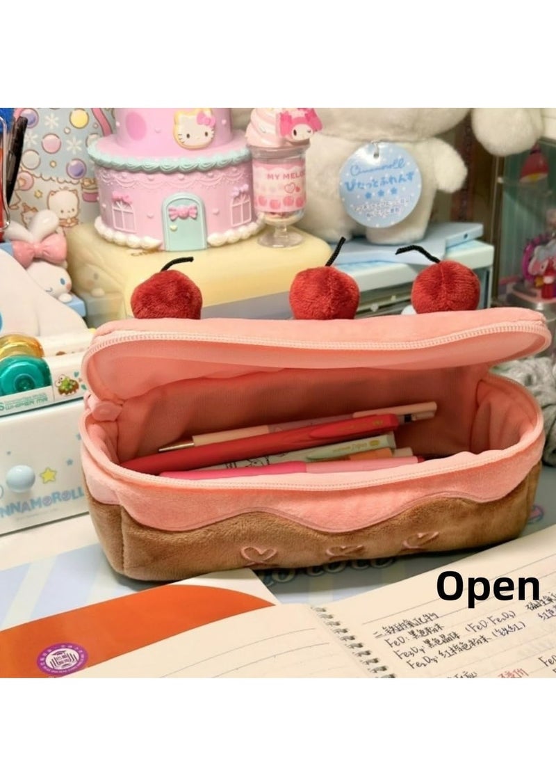 CUNUUDOOL Pencil Case for Students, Pencil Pouch For School, Big Capacity design with Cherry Cake, Pen Holder Plush Pencil Pouch Box Cute Aesthetic Pen Case ,Cherry.  - Image 2