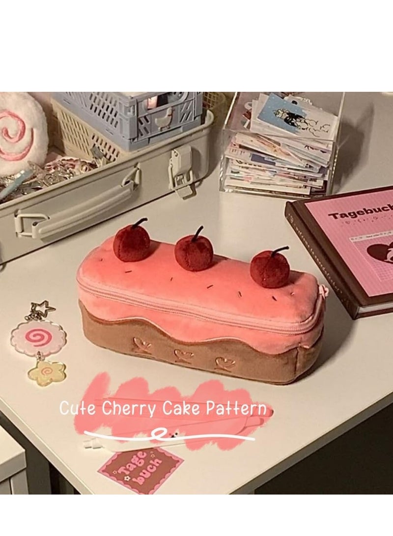 CUNUUDOOL Pencil Case for Students, Pencil Pouch For School, Big Capacity design with Cherry Cake, Pen Holder Plush Pencil Pouch Box Cute Aesthetic Pen Case ,Cherry.  - Image 4
