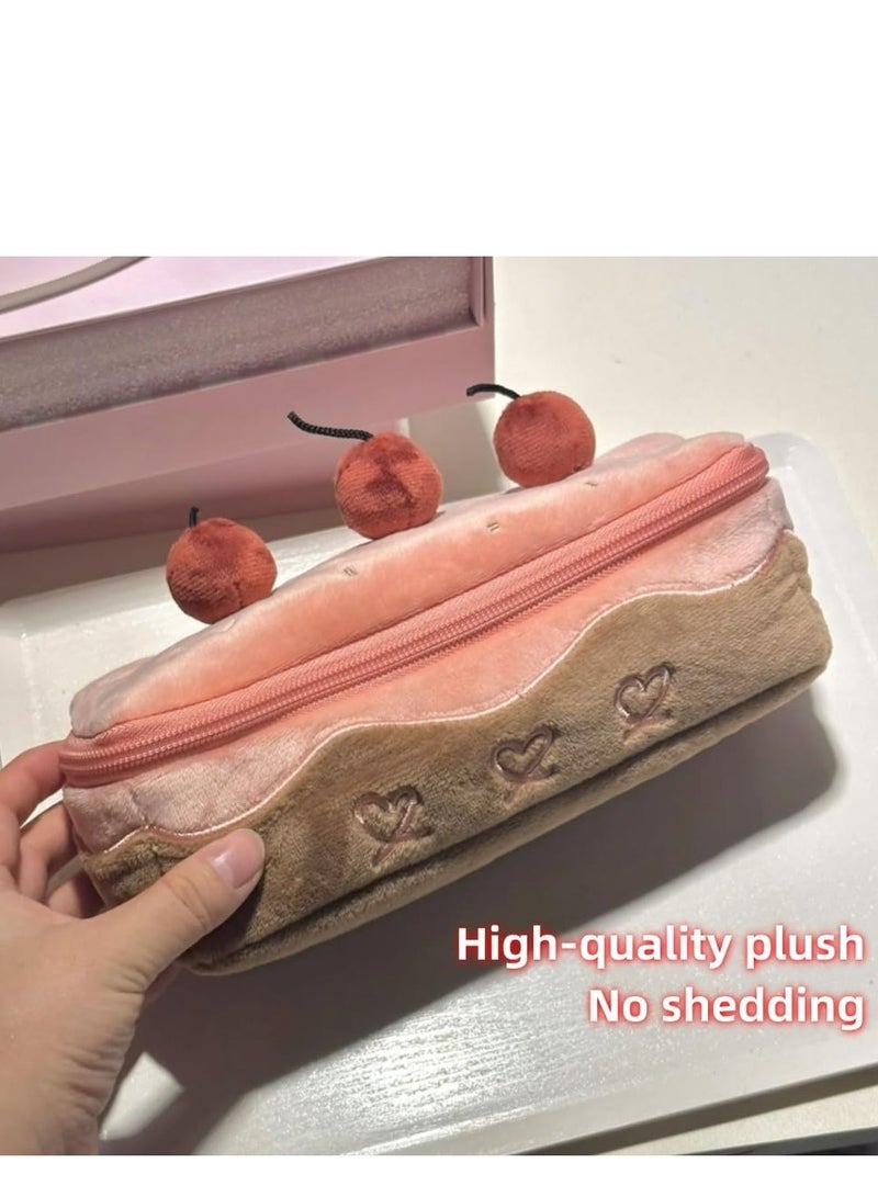 CUNUUDOOL Pencil Case for Students, Pencil Pouch For School, Big Capacity design with Cherry Cake, Pen Holder Plush Pencil Pouch Box Cute Aesthetic Pen Case ,Cherry.  - Image 5