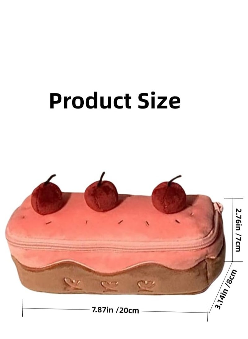 CUNUUDOOL Pencil Case for Students, Pencil Pouch For School, Big Capacity design with Cherry Cake, Pen Holder Plush Pencil Pouch Box Cute Aesthetic Pen Case ,Cherry. - Image 2