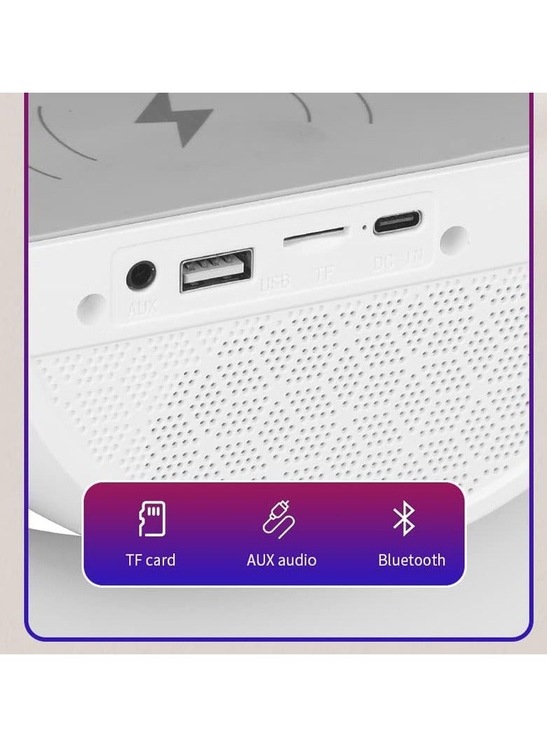 GIFTMAX Bluetooth Speaker with FM Radio RGB Light Table Lamp Wireless Charger LED Smart Wake Up Light 15W Wireless Charging Loud Speaker for Home Decoration, Bedroom & Gaming Room  - Image 4