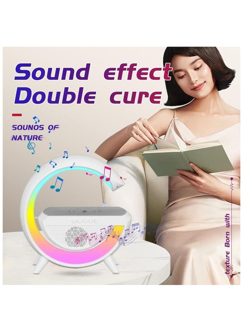 GIFTMAX Bluetooth Speaker with FM Radio RGB Light Table Lamp Wireless Charger LED Smart Wake Up Light 15W Wireless Charging Loud Speaker for Home Decoration, Bedroom & Gaming Room  - Image 5