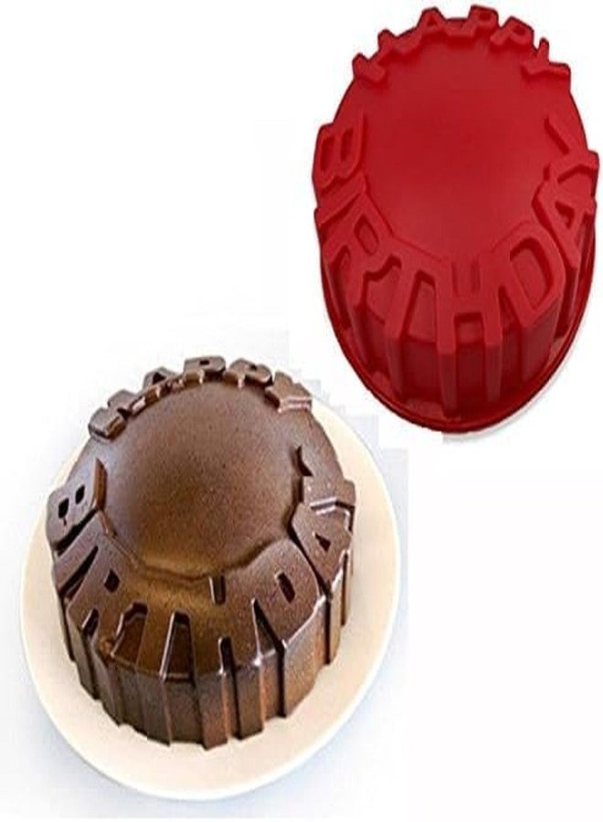 AUTOWRAP 7inch Happy Birthday Cake Pan Round Chocolate Breakable Surprise Gift Making Silicone Mold,Happy Birthday Cake Mold Silicone Baking Molds Party Cake Bakeware - Image 1