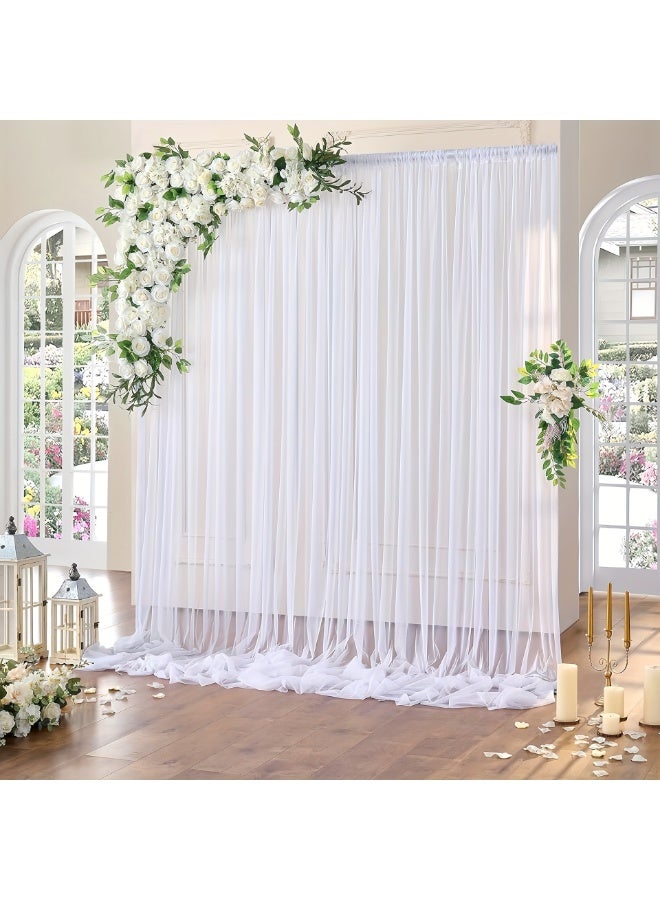 انسجام ستائر خلفية لحفلات الزفاف، ستارة خلفية بيضاء مقاس 1.5 متر × 2.5 متر، ستارة خلفية من التول الأبيض، ستارة خلفية مسرحية لجلسة التصوير الفوتوغرافي، دعائم كشك الصور، ديكورات لأعياد الميلاد وحفلات استقبال المولود الجديد والمهرجانات - Image 1