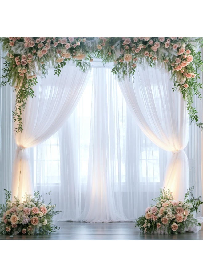 انسجام ستائر خلفية لحفلات الزفاف، ستارة خلفية بيضاء مقاس 1.5 متر × 2.5 متر، ستارة خلفية من التول الأبيض، ستارة خلفية مسرحية لجلسة التصوير الفوتوغرافي، دعائم كشك الصور، ديكورات لأعياد الميلاد وحفلات استقبال المولود الجديد والمهرجانات - Image 2