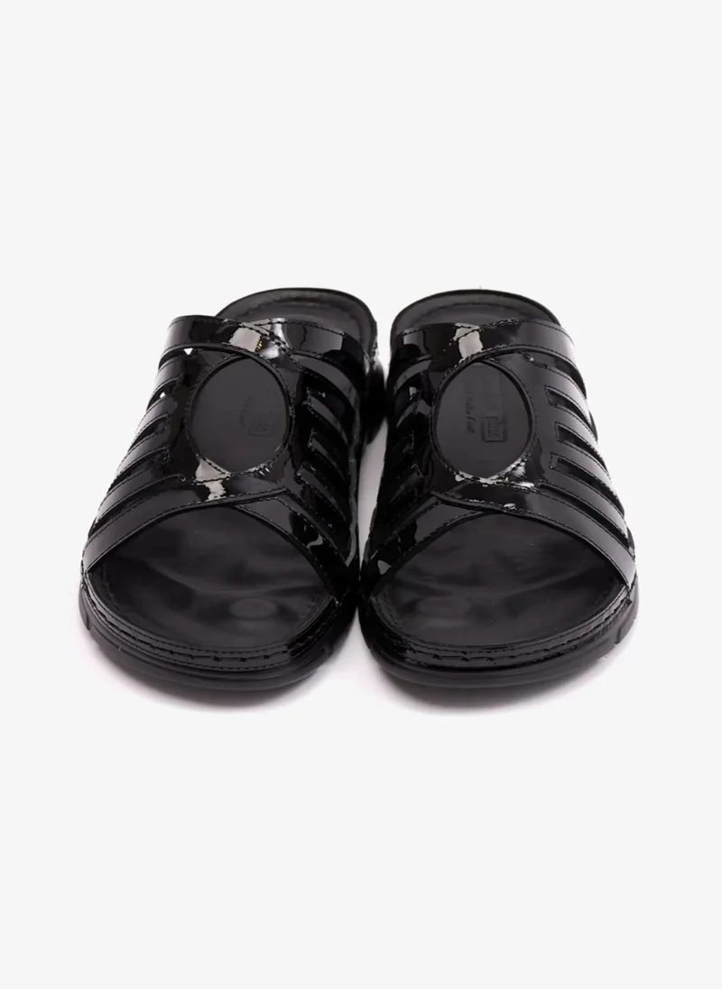 Comfort Plus PATENT LEATHER WOMENS COMFORT PLUS SANDALS BLACK