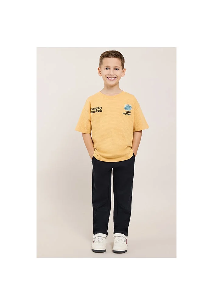أر أند بي Embroidered T-Shirt with Crew Neck and Short Sleeves
