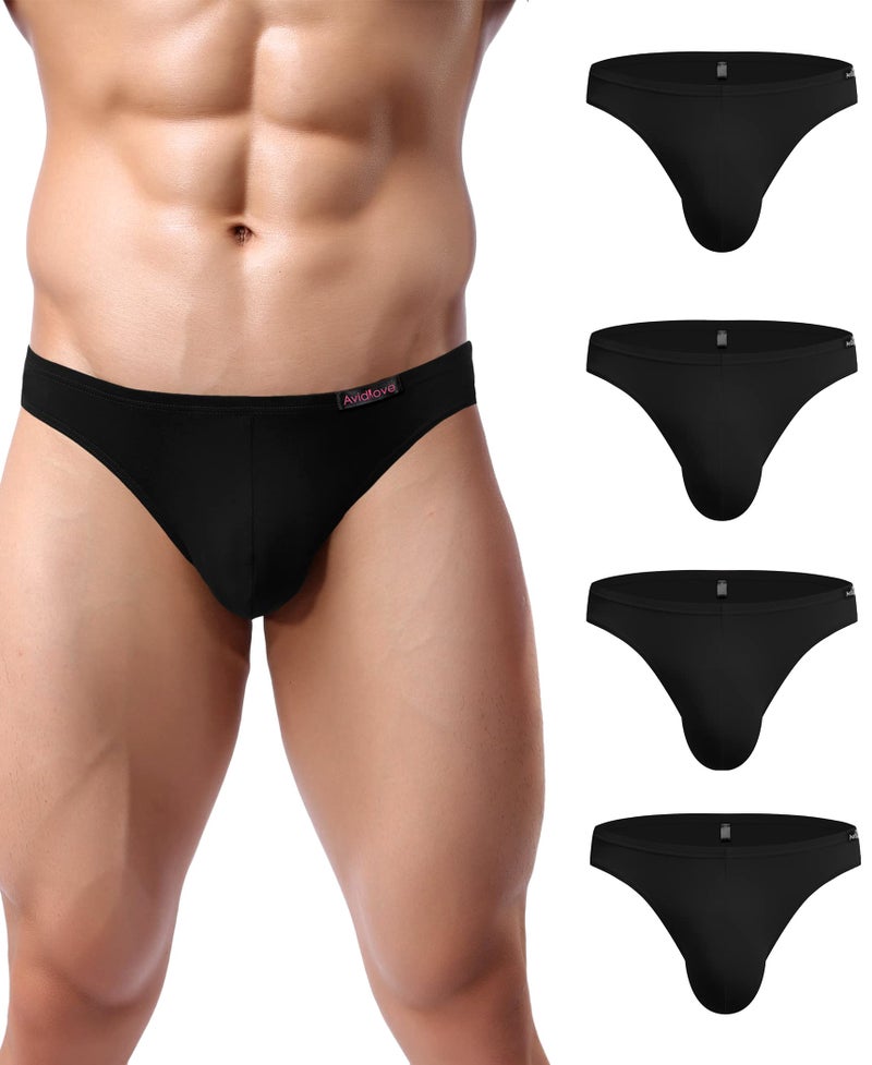 Avidlove Men Underwear Micromodal Bikinis 4 Pack Briefs Black Medium - Image 1