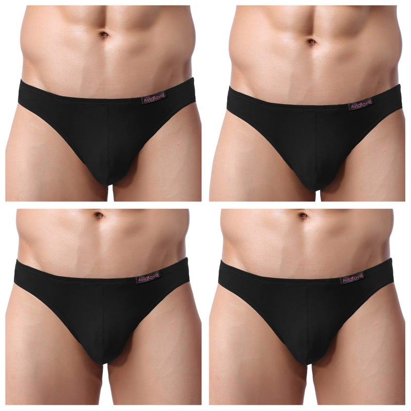 Avidlove Men Underwear Micromodal Bikinis 4 Pack Briefs Black Medium - Image 5