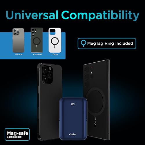 URBN 10000 mAh Stand Pro Magsafe Power Bank with Foldable Metalic Stand | 15W Fast Wireless Charging | Strong Magnetic Hold | Type C Input/Output | Pass Through Charging (Blue) - Image 5