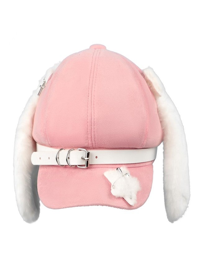 بي اكس تي قبعة بيريه نسائية جميلة من BXT، مزينة بأذني جرو طويلتين، قبعة فنانين ورسامين، مناسبة للطالبات والمراهقات، لون وردي - Image 2