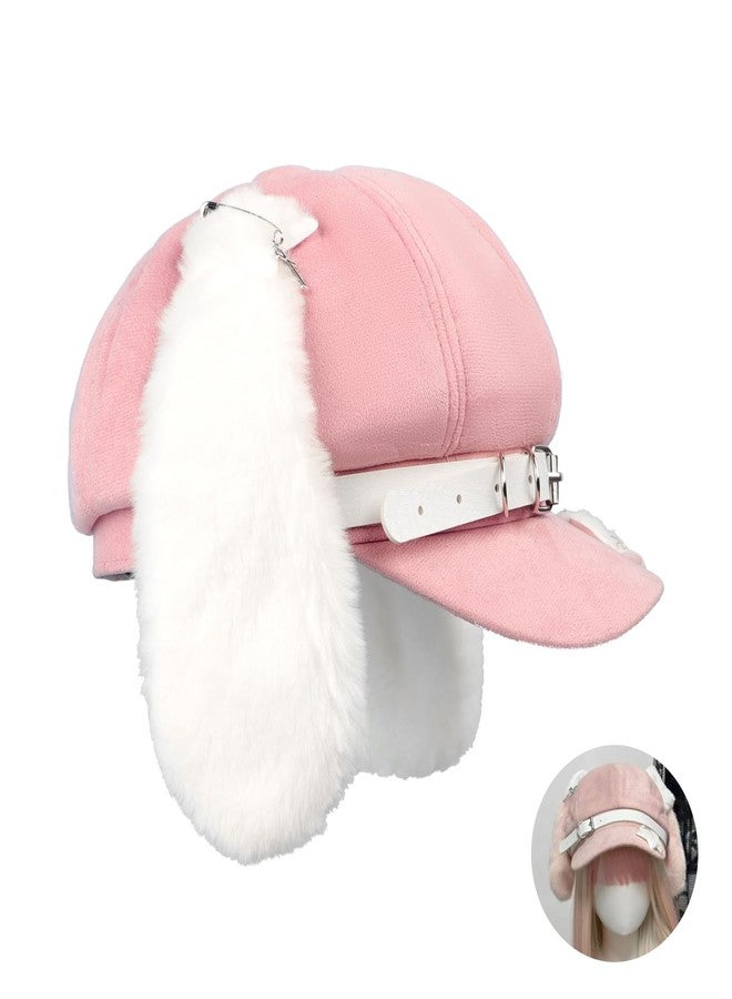 بي اكس تي قبعة بيريه نسائية جميلة من BXT، مزينة بأذني جرو طويلتين، قبعة فنانين ورسامين، مناسبة للطالبات والمراهقات، لون وردي - Image 5