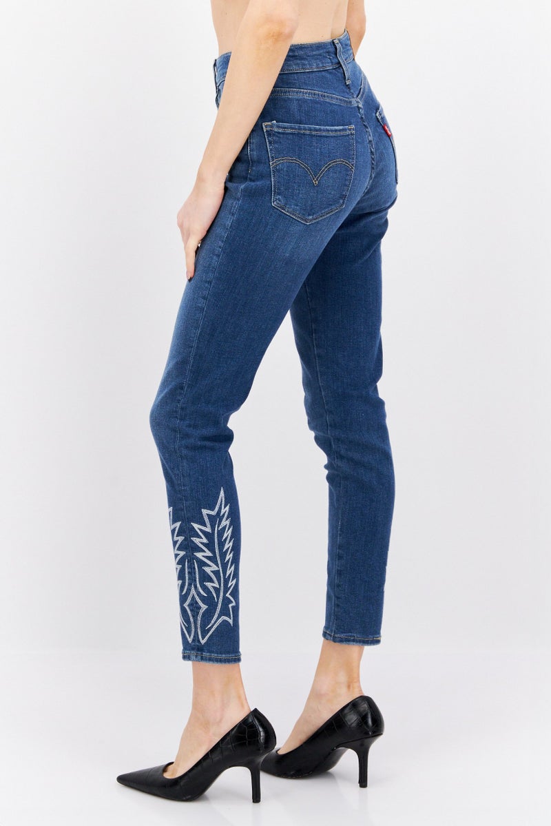 Levi's Women High Waist Washed Stretchable Denim Jeans, Blue - Image 4