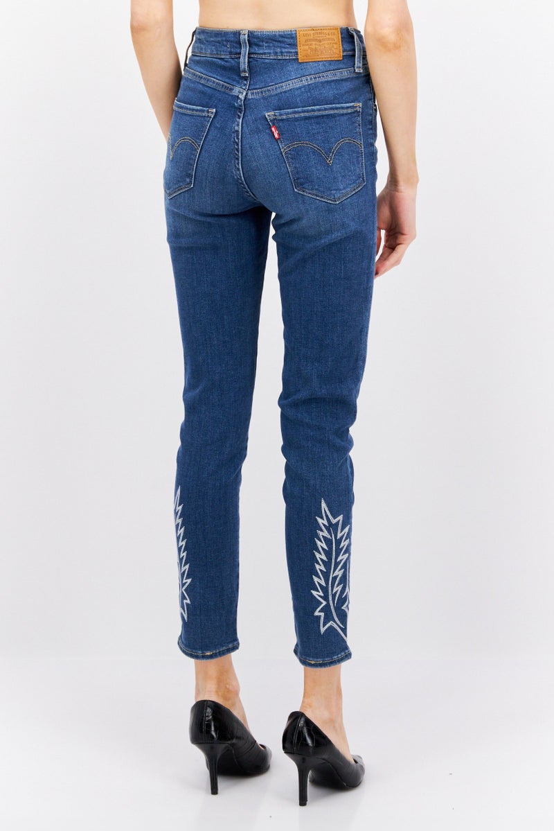 Levi's Women High Waist Washed Stretchable Denim Jeans, Blue - Image 2