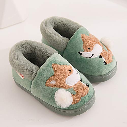 Ainikas Toddler Boys Girls Slippers Fluffy Little Kids House Slippers Warm Cute Animal Home Slipper, Light Green 8-9 Toddler - Image 4