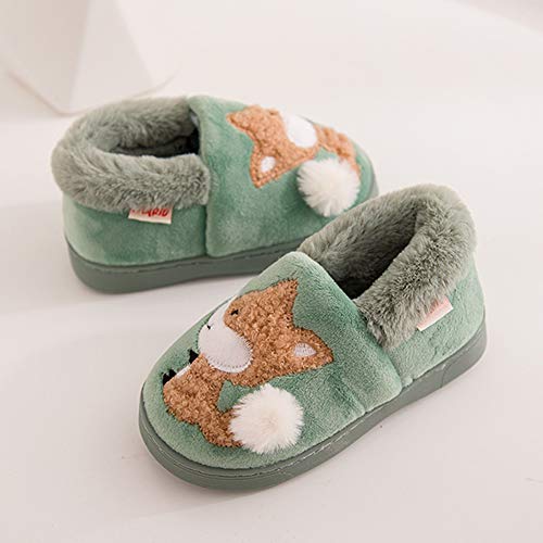 Ainikas Toddler Boys Girls Slippers Fluffy Little Kids House Slippers Warm Cute Animal Home Slipper, Light Green 8-9 Toddler - Image 3